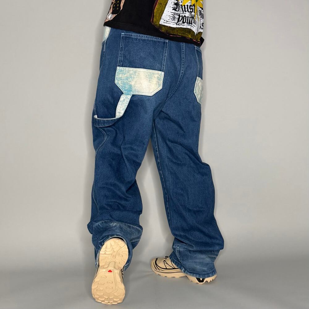 Vintage Y2K Skater Carpenter Jeans 38x34 Baggy Wide Leg Dark Wash Savy Denim